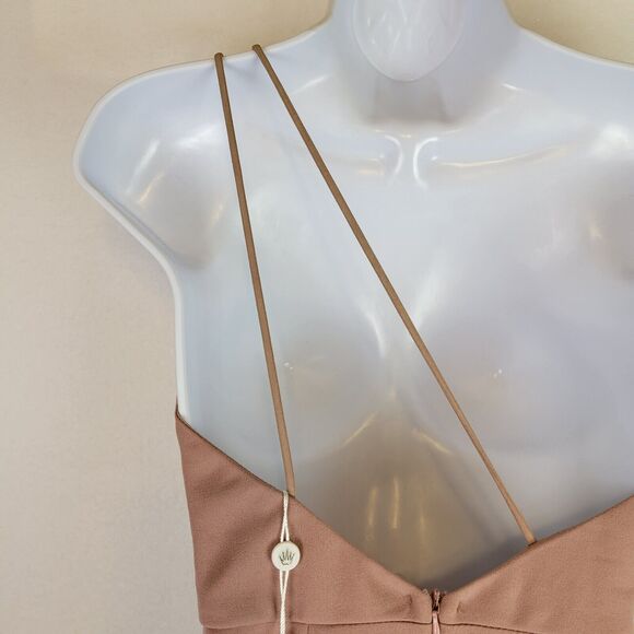 Hello Molly Womens One Shoulder SlitMidi Dress Size Small Pink Evening Party - Picture 9 of 10